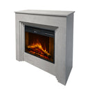 Camino Elettrico da Terra 96x35x96 cm Bellini in Legno Effetto Cemento      