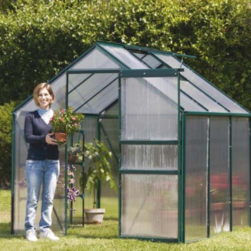 sconto Gartengewächshaus aus Aluminium und undurchsichtigen Alveolar-PVC-Paneelen 190X190X195Cm 