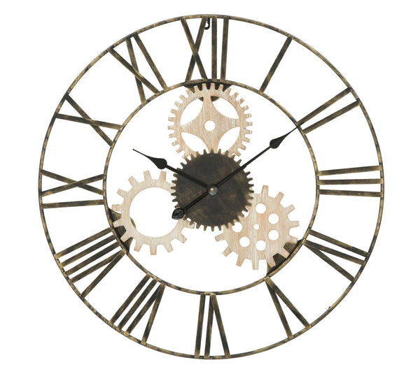 Wanduhr Zahnräder Ø70x4,5 cm aus Eisen und schwarzem MDF prezzo