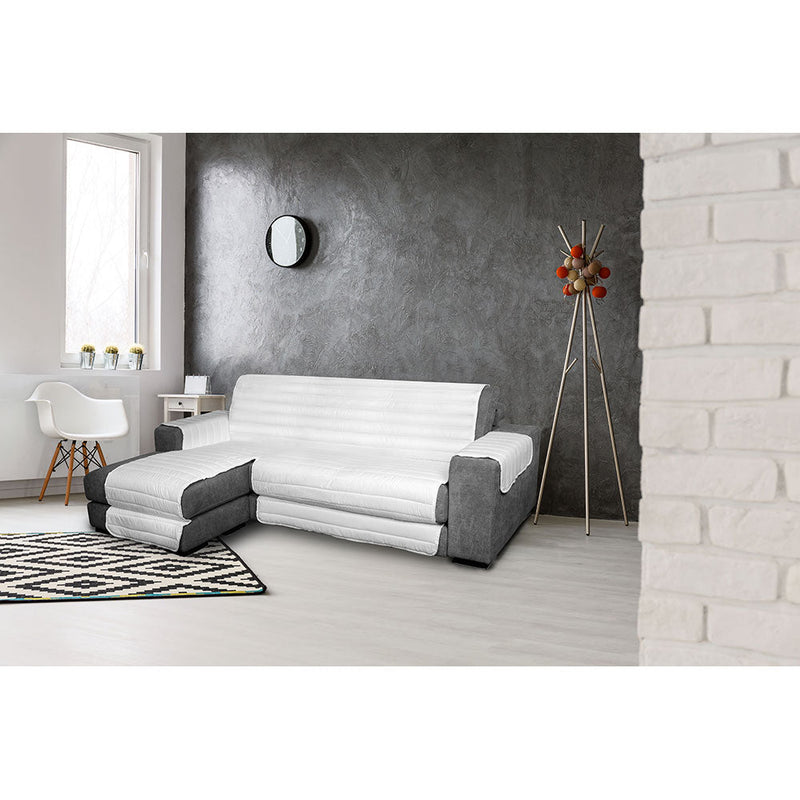 Copridivano Trapuntato in Microfibra con Penisola Sinistra Bianco