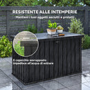Baule da Esterno 400 L 124x66x72 cm con Serratura e 2 Chiavi in Acciaio Zincato Nero      