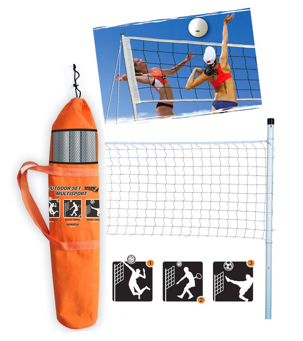 acquista Rete Impermeabile Portatile per Beach Volley 6x0,60m con Paletti in Metallo Bianca