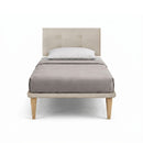 Letto Singolo con Rete Rivestita Microfibra Sabbia Tessis Testata Button Varie Misure