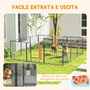 Recinto per Cani a 12 Pannelli Modulabili da 80x1,5x80 cm con Picchetti in Acciaio Grigio   