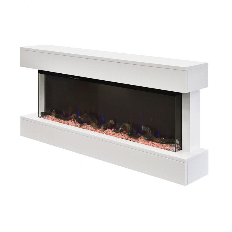 Camino Elettrico da Pavimento Effetto Fiamma 1500W Paige Bianco