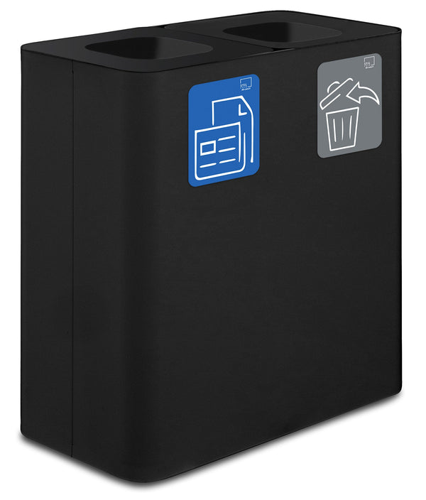 acquista Pattumiera Sistema di Raccolta Rifiuti 77x38xh80 cm In Acciaio Verniciato 2 Scomparti Nero