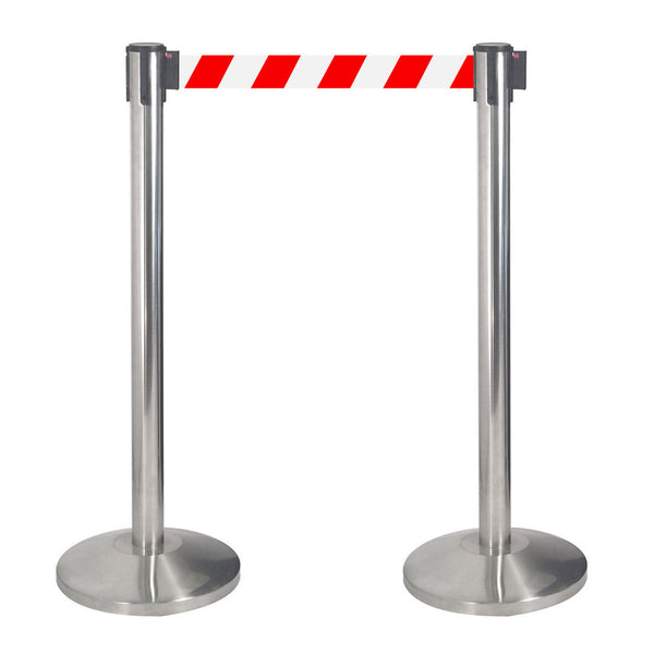 online 2 Gardinenstangen 3 Meter aus gebürstetem Edelstahl Ø36x101 cm Weiß/Rotes Band