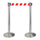 2 Gardinenstangen 3 Meter aus gebürstetem Edelstahl Ø36x101 cm Weiß/Rotes Band