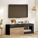 Mobile TV Moderno da 60" con Armadietto 140x40x48 cm 2 Ante e Ripiano Aperto in Legno Ingegnerizzato Nero e color Legno      