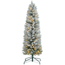 Albero di Natale Innevato 150 cm con 263 Rami e 120 Luci LED Bianco Caldo Verde      