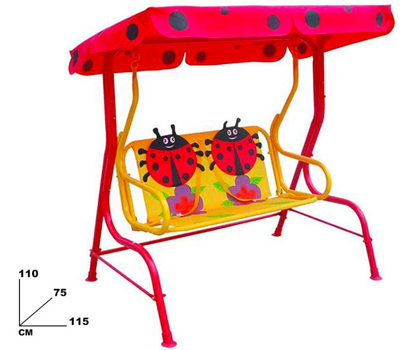 Dondolo per Bambine 2 Posti Coccinella Rosso e Giallo
