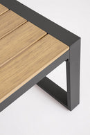 Set 4 Pezzi Salotto da Giardino con Divano 2 Poltrone e Tavolino in Alluminio e Polywood Leandro Antracite e Beige