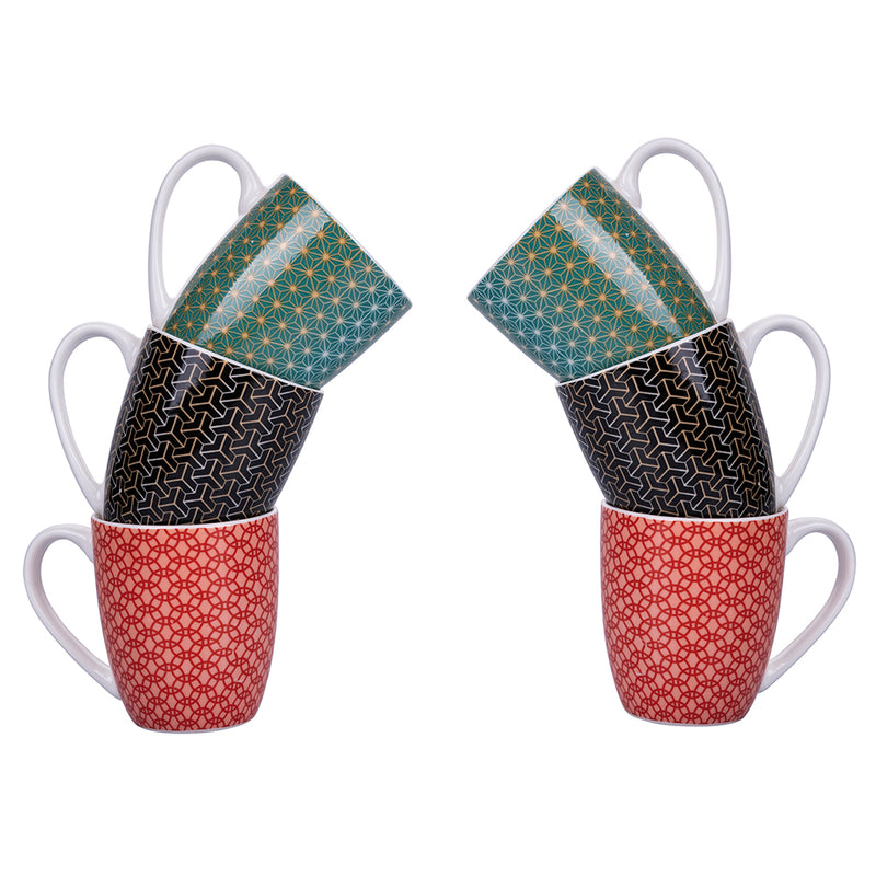 Set 6 Tazzine da Caffè Ø6x7 cm in Bone China VdE Tivoli 1996 Geometric