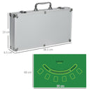 Set Poker per 7-8 Giocatori con 300 Fiches 2 Mazzi di Carte e 5 Dadi con Valigetta in Alluminio e Poliestere Argento