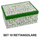 Set 10 Scatole cartone foglie verde bianco rettangolare 
