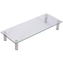 Supporto Monitor da Scrivania Regolabile 56x21x9-11H cm in Vetro e Acciaio  Glass