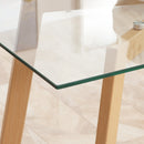 Tavolo Rettangolare 150x75x76 cm Max 6 Persone in Acciaio con Piano in Vetro Temperato