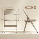 Set di 2 Sedie Pieghevoli 45x46x78 cm con Seduta Imbottita in poliestere e Struttura in Acciaio Beige      