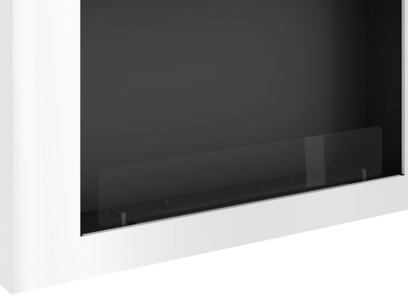 Camino a Bioetanolo da Parete 100x56 cm Murall 1000 Bianco con Vetro