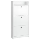 Scarpiera 3 Scomparti in Legno Bianco 60x24x132 cm 