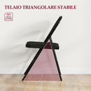 Set 4 Sedie Pieghevoli con Seduta Imbottita e Struttura in Acciaio Nero  