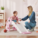 Scivolo per Bambini 1-3 Anni 106x51,5x52 cm con Scaletta Canestro da Basket e Pallone Design Giraffa in PP e PE Rosa      