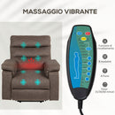 Poltrona Alzapersona Reclinabile Massaggiante e Riscaldante 93x101x102 cm in Tessuto Effetto Velluto Marrone Scuro   