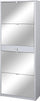 Schuhschrank 4 Türen mit Spiegel 1 Schublade 63 x 164 x 29 cm weiß geflammt