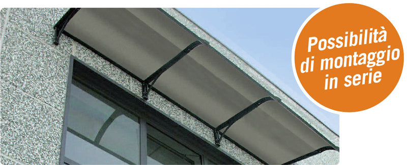 Pensilina Tettoia in Policarbonato Alveolare Fumè Masi Marrone Varie Misure