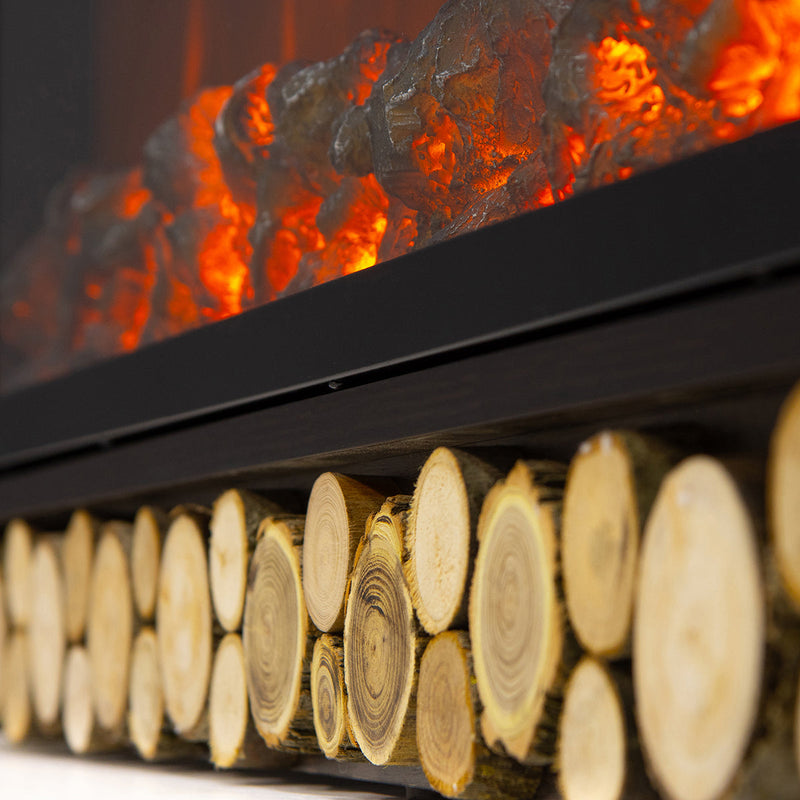 Camino Elettrico da Pavimento 63x150x30 cm Effetto Fiamma 1500W Rio & Tanzania Bianco