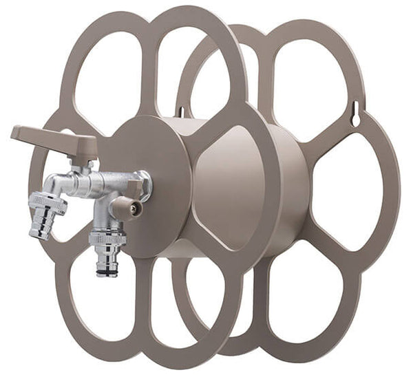 sconto Belfer 42/FR Tortora Wandschlauchhalter aus Metall mit doppeltem Auslaufhahn