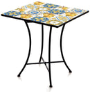 Tavolo Quadrato da Giardino 83x83 cm in Ferro Battuto con Mosaico Soriani Tuscany Nero