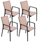 Set 4 Sedie da Giardino 59x57x88 cm in Alluminio e Textilene Grigio