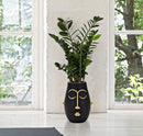 Vaso Tribal 24x31x22 cm in Poliresina Nero/Oro