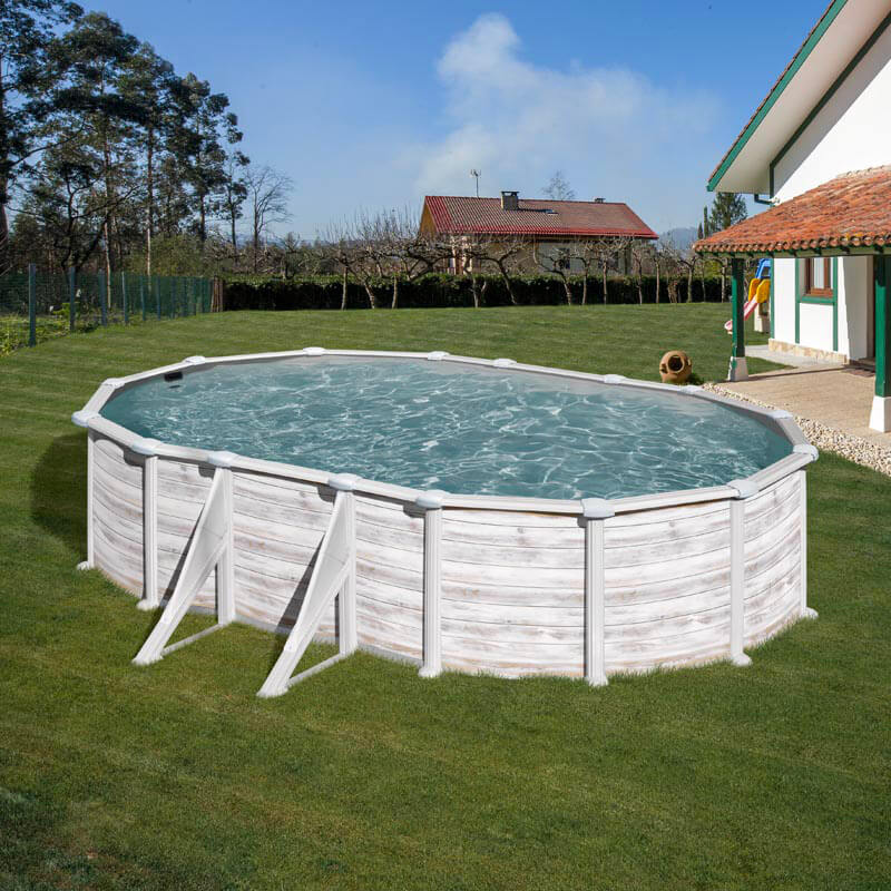 Piscina Ovale Fuori Terra 610x375xh132 cm in Acciaio e PVC Gre Groenlandia