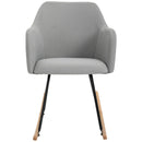 Sedia a Dondolo in Metallo e Tessuto Lino 46x69x80 cm  Grigio Chiaro