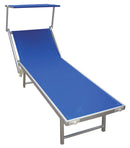Lettino Prendisole da Giardino in Alluminio con Tettuccio Morel Blu