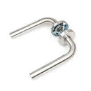 Maniglie per Porta da Interno con Rosetta Ø53 mm Modello L Acciaio Nickel Satinato. Emuca