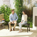 Panchina da Giardino 2 Posti 130x34x43 cm a Doghe Effetto Legno Struttura in Acciaio Grigio      