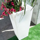 Vaso Quadrato Luminoso da Giardino Solare Autoricaricabile 38x38x86 cm in Polietilene Sined Solar 86 Bianco