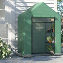 Serra da Giardino con Scaffali e Tetto a Spiovente in PE 143x73x195 cm 