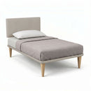 Letto Singolo con Rete Rivestita Similpelle Tortora Tessis Testata Flat Varie Misure