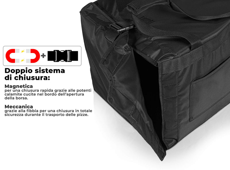 Borsa Termica Rigida Magnetica Porta Pizze da Asporto 10 Cartoni Safemi Magnetic 10 Nera