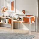 Casetta Tartarughe Rialzata 104x53x82 cm con Divisorio e Vassoio Estraibile in Legno di Abete e PS Arancione e Bianco      