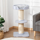 Tiragraffi per Gatti 45x45x91 cm con Lettino in Peluche e Palo in Sisal Azzurro