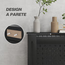 Copritermosifone Traforato a Croce con Ripiano e Fissaggio a Muro 78x19x82 cm in Legno MDF Nero 