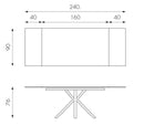 Tavolo Allungabile 160/240x90x76 cm in Metallo con Top Ceramica su Vetro Marmo Nero