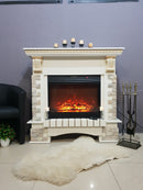 Camino Elettrico da Pavimento 118,1x123x40,3 cm Effetto Fiamma 1950W Topaz maxi & Mirabella Avorio