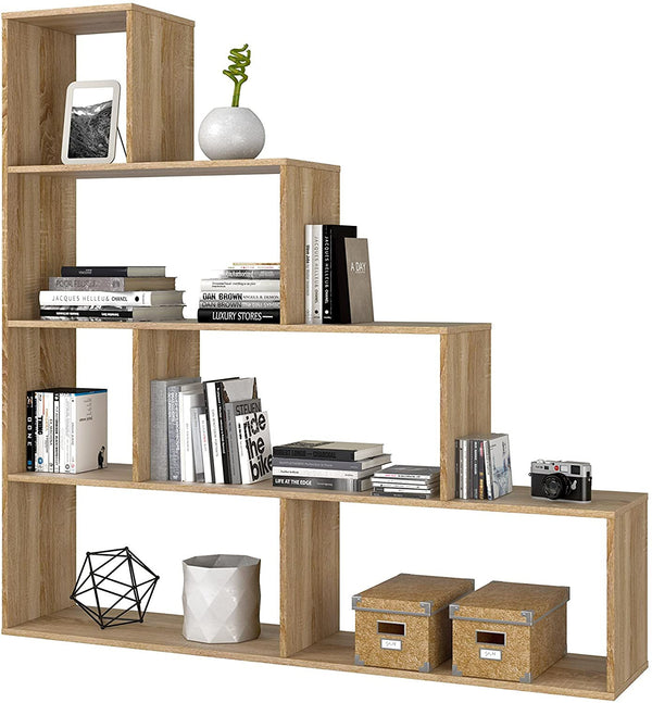 sconto Design-Bücherregal 145 x 29 x 145 cm Regal aus Eichenholz