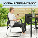 Set 7 Pezzi con Tavolo 150x80x73 cm e 6 Sedie da Giardino con Braccioli in Acciaio e Vetro Nero      